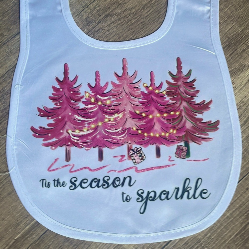 Tis the Season to Sparkle Pink Baby Holiday Bib